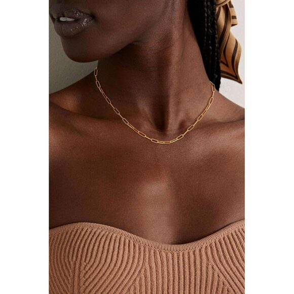 🆕Women Gold Chunky Layered Chain Necklace 14K Plated Herringbone Toggle Jewelry - Picture 2 of 7